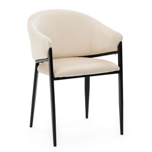 krzesło tapicerowane do jadalni GLAMOUR beżowe welurowe nowoczesne