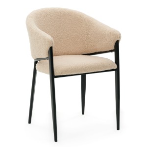 krzesło tapicerowane do salonu GLAMOUR ciemnobeżowe boucle nowoczesne 