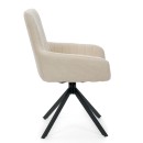 krzesło obrotowe LUINO z automatycznym powrotem kremowe szenil do jadalni tapicerowane nowoczesne