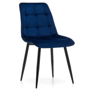 OUTLET! krzesło tapicerowane do jadalni CHIC VELVET pikowane granatowe welurowe nowoczesne