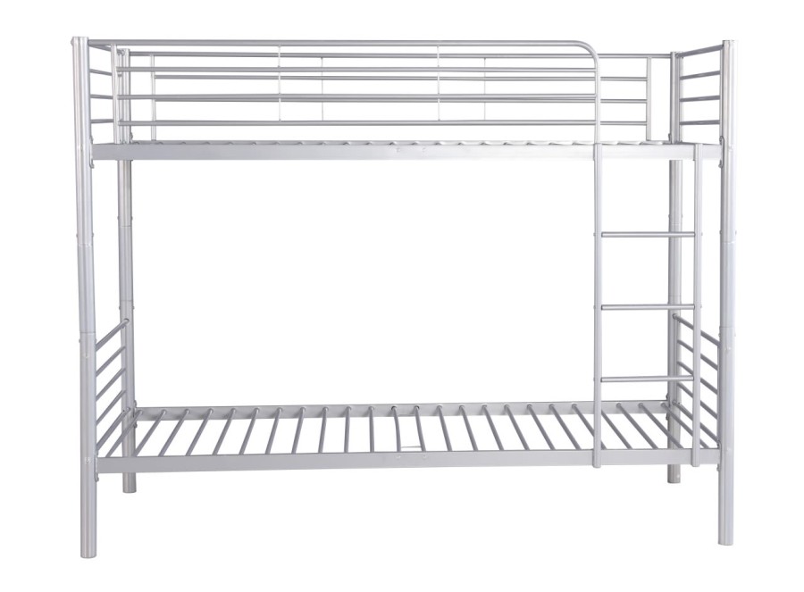 Łóżko metalowe piętrowe 90x200 SVARTA 2 srebrne loftowe