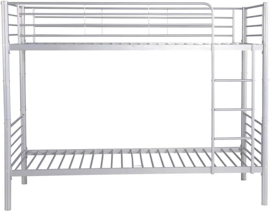 Łóżko metalowe piętrowe 90x200 SVARTA 2 srebrne loftowe