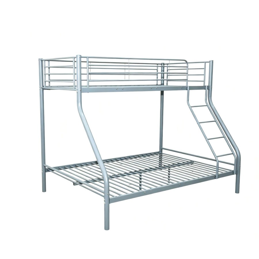 Łóżko metalowe piętrowe 140x200 SVARTA 3 srebrne loftowe