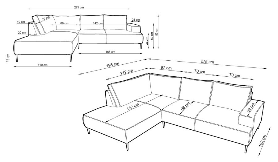 Narożnik tapicerowany OLMO L nowoczesny modern organic japandi soft loft