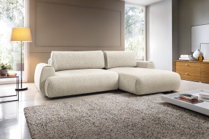 Narożnik tapicerowany POCKET M z funkcją spania z pojemnikiem nowoczesny modern organic minimalistyczny