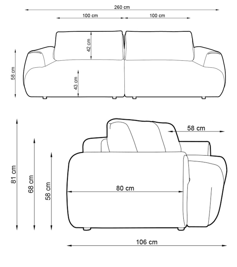 Kanapa z funkcją spania POCKET rozkładana nowoczesna japandi minimalistyczna soft modern