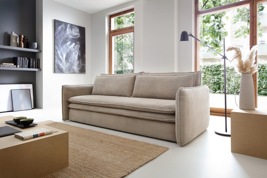 Kanapa z funkcją spania TILIA SLIM rozkładana minimalistyczna japandi modern organic