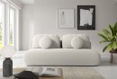 Sofa z funkcją spania TOVO rozkładana beżowa nowoczesna z poduszkami tapicerowana tkaniną NEVE 02