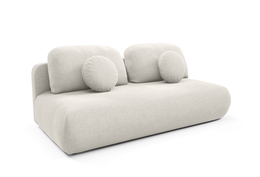 Sofa z funkcją spania TOVO rozkładana beżowa nowoczesna z poduszkami tapicerowana tkaniną NEVE 02