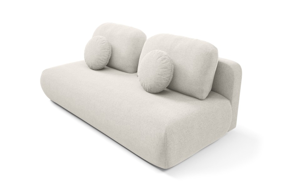 Sofa z funkcją spania TOVO rozkładana beżowa nowoczesna z poduszkami tapicerowana tkaniną NEVE 02