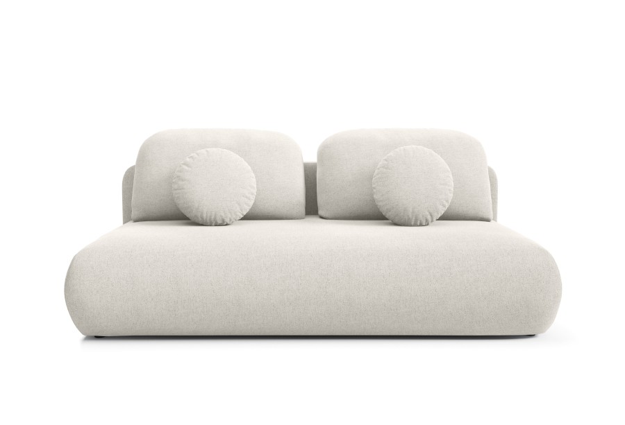 Sofa z funkcją spania TOVO rozkładana beżowa nowoczesna z poduszkami tapicerowana tkaniną NEVE 02