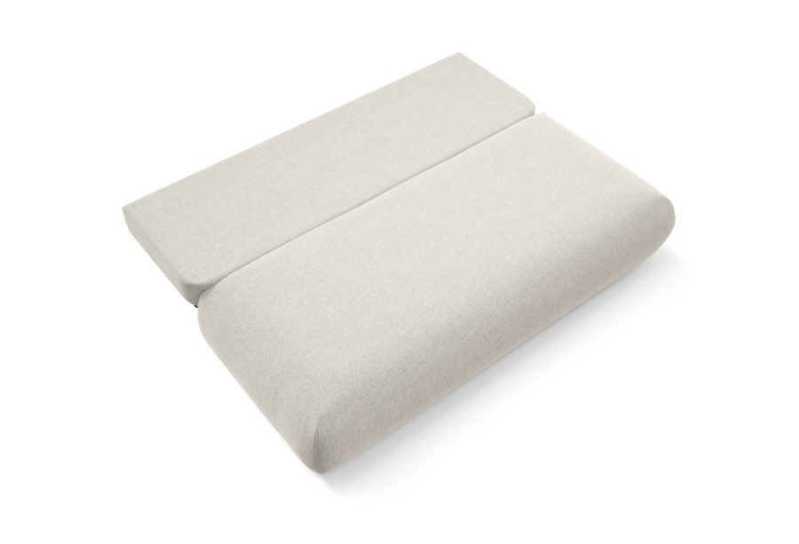 Sofa z funkcją spania TOVO rozkładana beżowa nowoczesna z poduszkami tapicerowana tkaniną NEVE 02