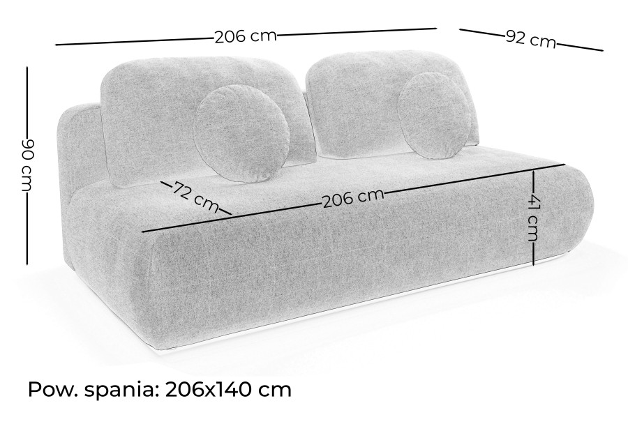 Sofa z funkcją spania TOVO rozkładana beżowa nowoczesna z poduszkami tapicerowana tkaniną NEVE 02