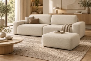 Pufa tapicerowana BOULI nowoczesna organic modern minimalistyczna japandi