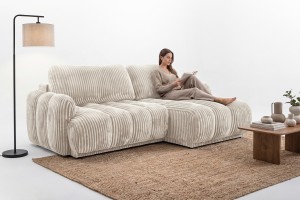Narożnik tapicerowany ALTEA nowoczesny soft modern minimalistyczny z funkcją spania z pojemnikiem
