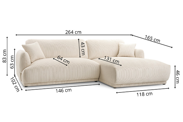 Narożnik tapicerowany AMORA nowoczesny soft modern minimalistyczny