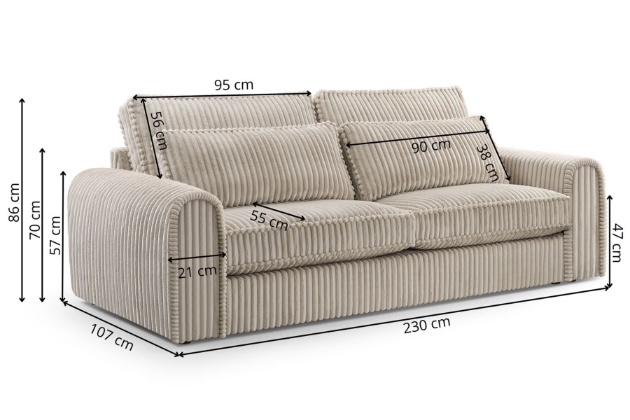 Sofa tapicerowana LINARES nowoczesna minimalistyczna skandynawska