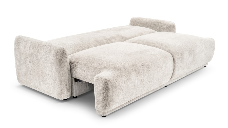 Sofa tapicerowana CARINO nowoczesna minimalistyczna soft modern z funkcją spania z pojemnikiem