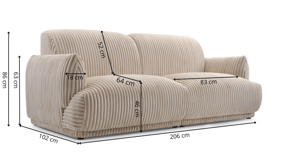 Sofa tapicerowana RICO nowoczesna minimalistyczna soft modern