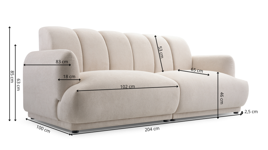 Sofa tapicerowana CAMPO nowoczesna soft modern organic