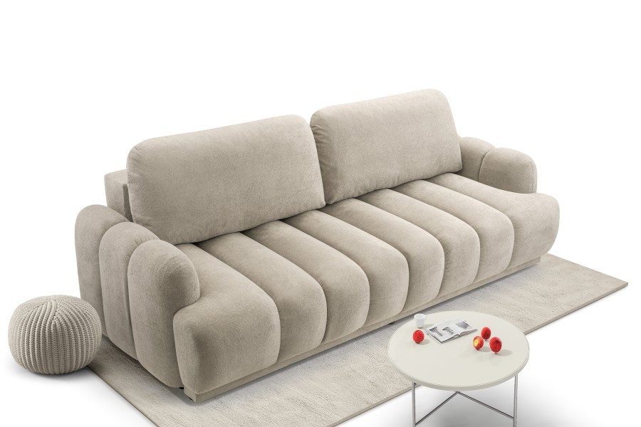 Sofa tapicerowana ALTEA nowoczesna minimalistyczna soft modern z funkcją spania z pojemnikiem