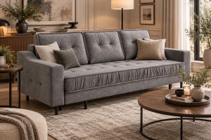 Sofa tapicerowana CAMINO nowoczesny modern classic modern retro z funkcją spania z pojemnikiem