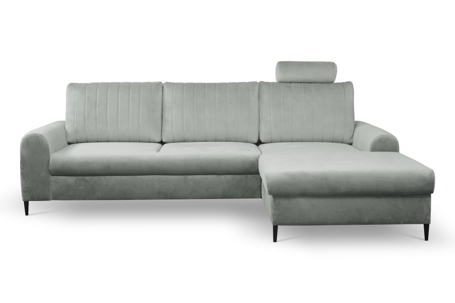 Narożnik tapicerowany MERANO nowoczesny contemporary minimalistyczny glamour z funkcją spania z pojemnikiem