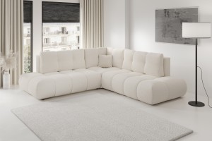 Narożnik tapicerowany SOHO II nowoczesny minimalistyczny organiczny z funkcją spania z pojemnikiem