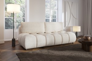 Sofa tapicerowana MOKO nowoczesna minimalistyczna japandi z funkcją spania z pojemnikiem