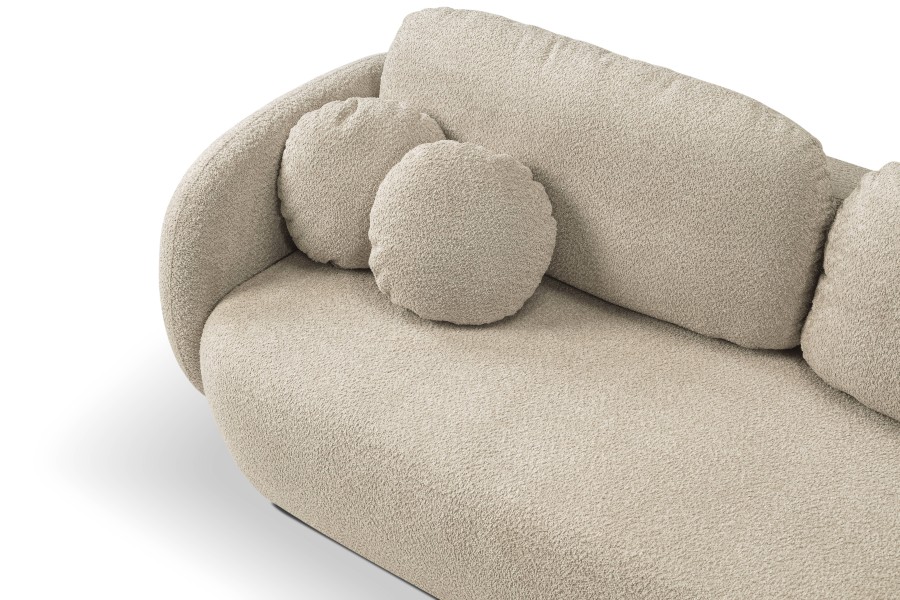 Sofa tapicerowana OLIO nowoczesna minimalistyczna organiczna japandi z funkcją spania z pojemnikiem