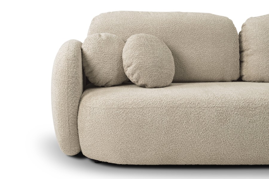 Sofa tapicerowana OLIO nowoczesna minimalistyczna organiczna japandi z funkcją spania z pojemnikiem