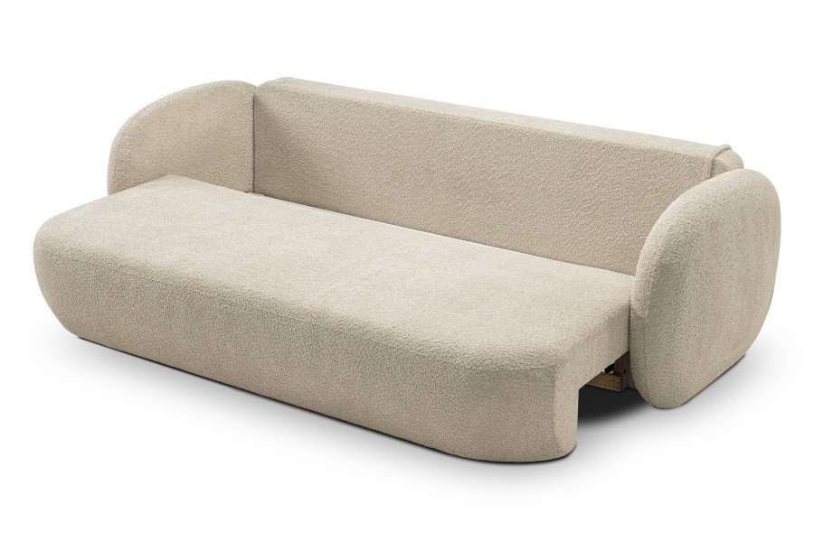 Sofa tapicerowana OLIO nowoczesna minimalistyczna organiczna japandi z funkcją spania z pojemnikiem