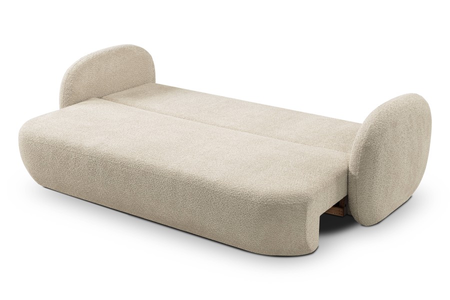 Sofa tapicerowana OLIO nowoczesna minimalistyczna organiczna japandi z funkcją spania z pojemnikiem