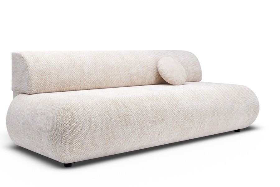 Sofa tapicerowana PUENTE nowoczesna minimalistyczna organiczna japandi z funkcją spania z pojemnikiem