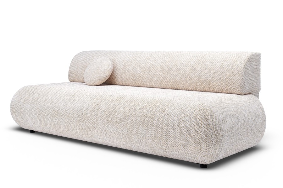 Sofa tapicerowana PUENTE nowoczesna minimalistyczna organiczna japandi z funkcją spania z pojemnikiem
