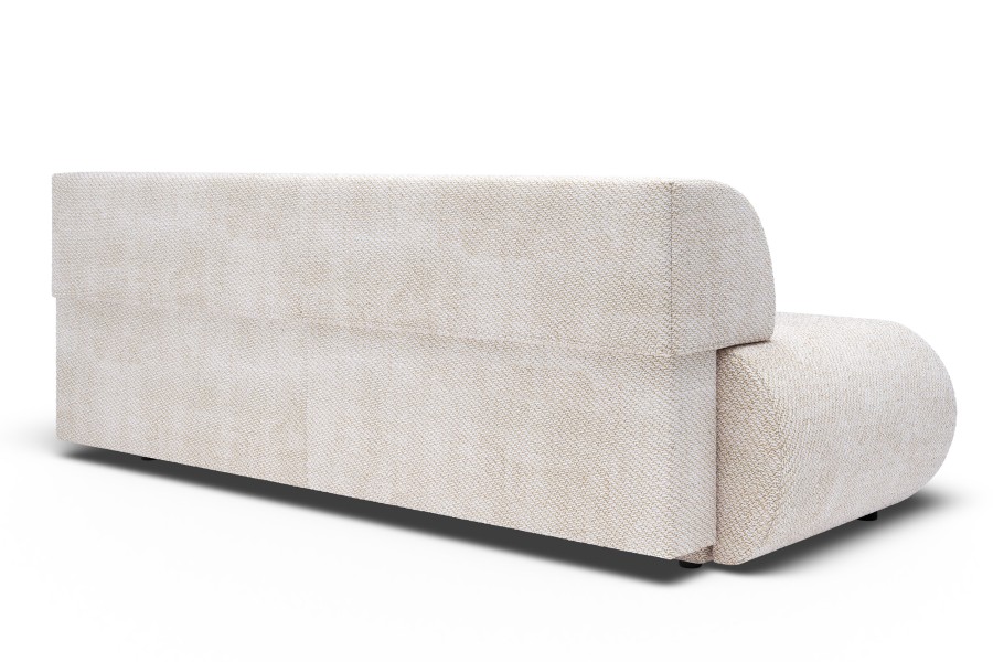 Sofa tapicerowana PUENTE nowoczesna minimalistyczna organiczna japandi z funkcją spania z pojemnikiem