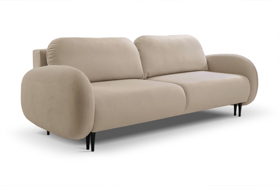 Sofa tapicerowana SOFT nowoczesna minimalistyczna skandynawska z funkcją spania z pojemnikiem