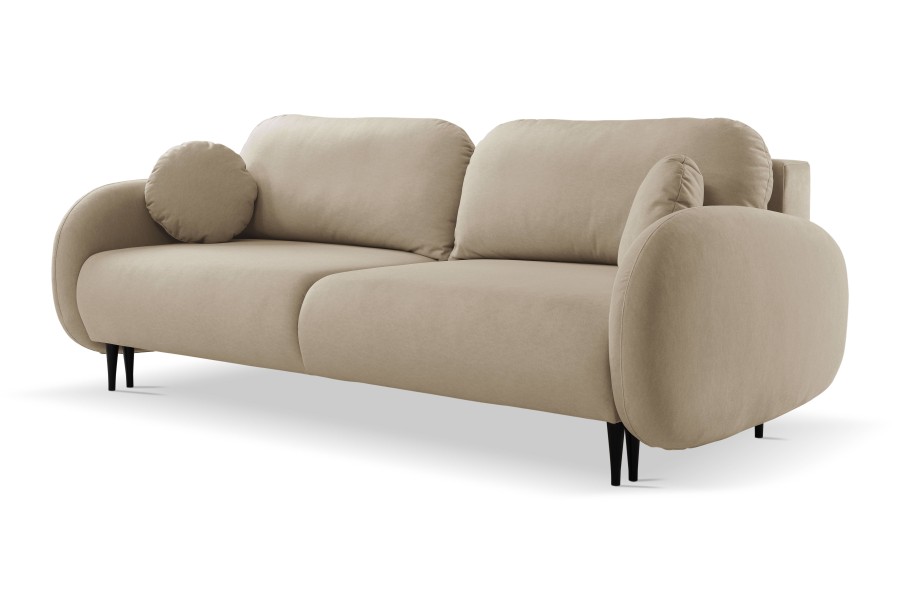 Sofa tapicerowana SOFT nowoczesna minimalistyczna skandynawska z funkcją spania z pojemnikiem