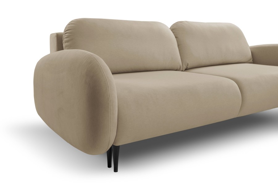 Sofa tapicerowana SOFT nowoczesna minimalistyczna skandynawska z funkcją spania z pojemnikiem