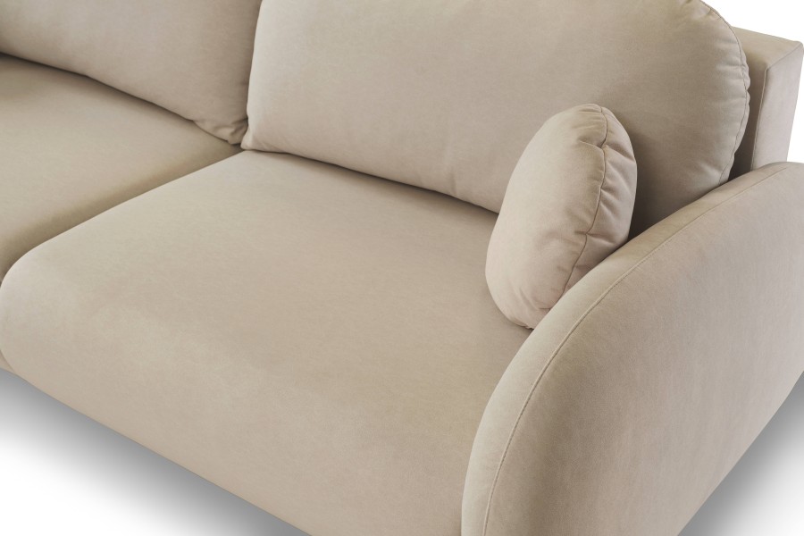 Sofa tapicerowana SOFT nowoczesna minimalistyczna skandynawska z funkcją spania z pojemnikiem