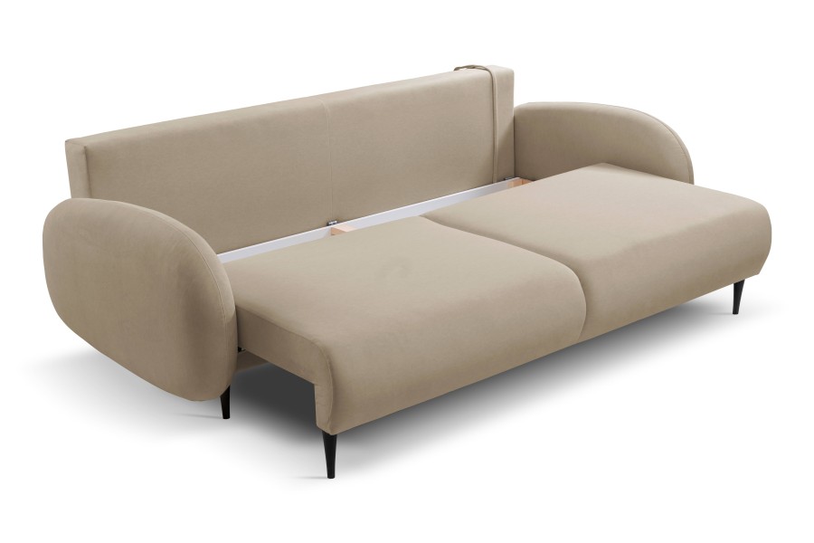 Sofa tapicerowana SOFT nowoczesna minimalistyczna skandynawska z funkcją spania z pojemnikiem