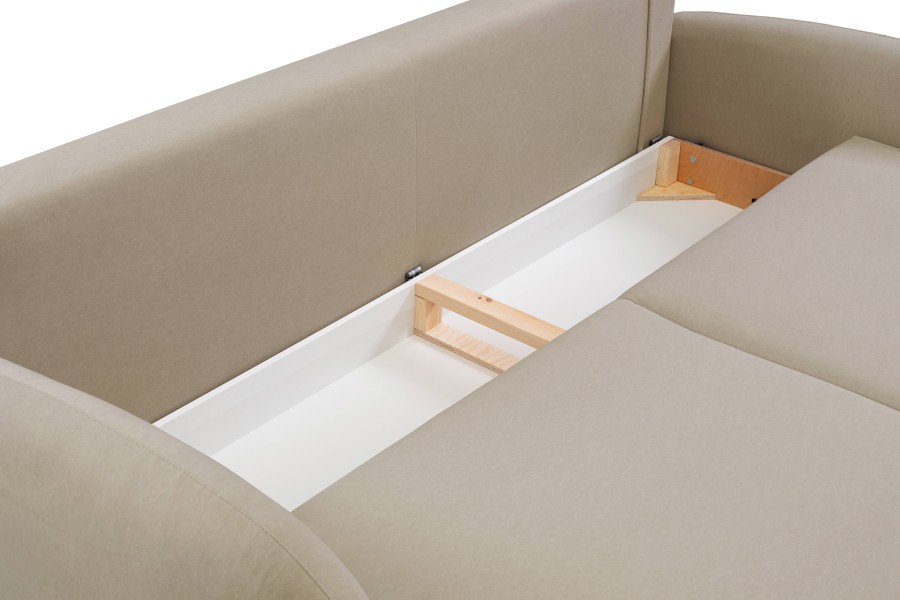 Sofa tapicerowana SOFT nowoczesna minimalistyczna skandynawska z funkcją spania z pojemnikiem