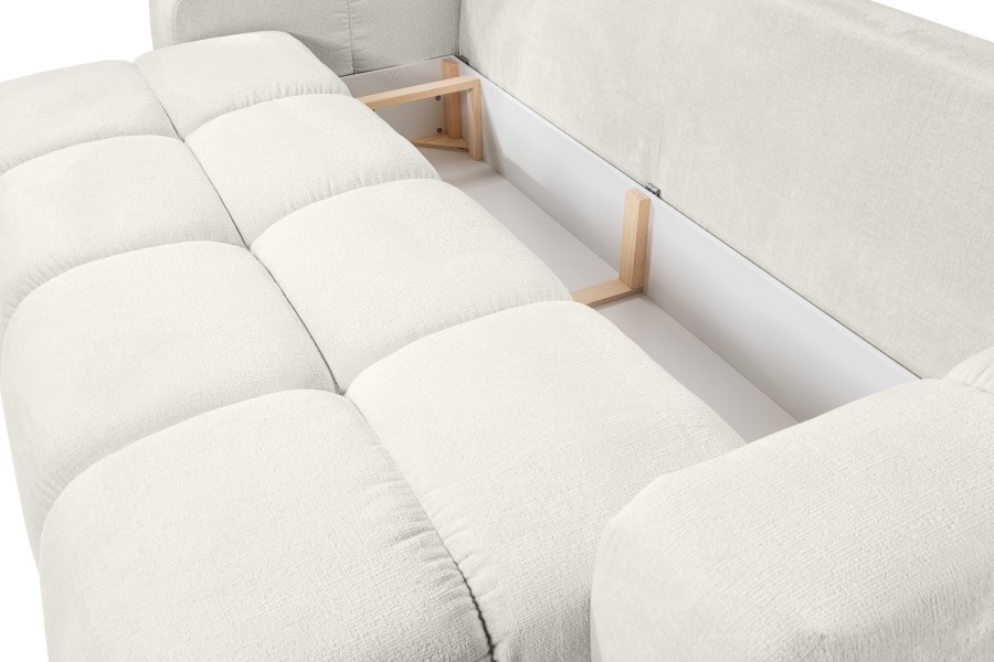 Sofa tapicerowana SOHO nowoczesna minimalistyczna skandynawska z funkcją spania z pojemnikiem