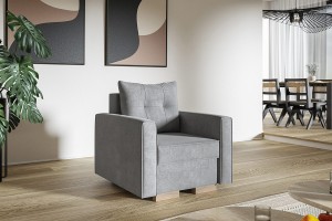Fotel tapicerowany jednoosobowy COMFORT II szary nowoczesny 