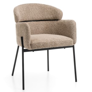 krzesło tapicerowane do salonu BOLZANO ciemnobeżowe welurowe nowoczesne