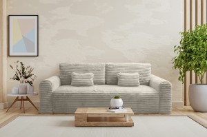 Sofa tapicerowana TEDDY beżowa szenilowa z funkcją spania z pojemnikiem