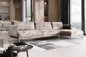 Nowoczesny narożnik tapicerowany SOPRANO TRIO 3-osobowy beżowy L-kształtny