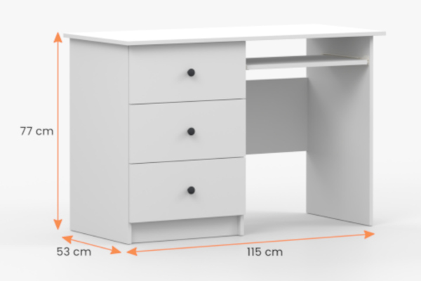 Wymiary biurka OLAF 115 x 77 x 53 cm